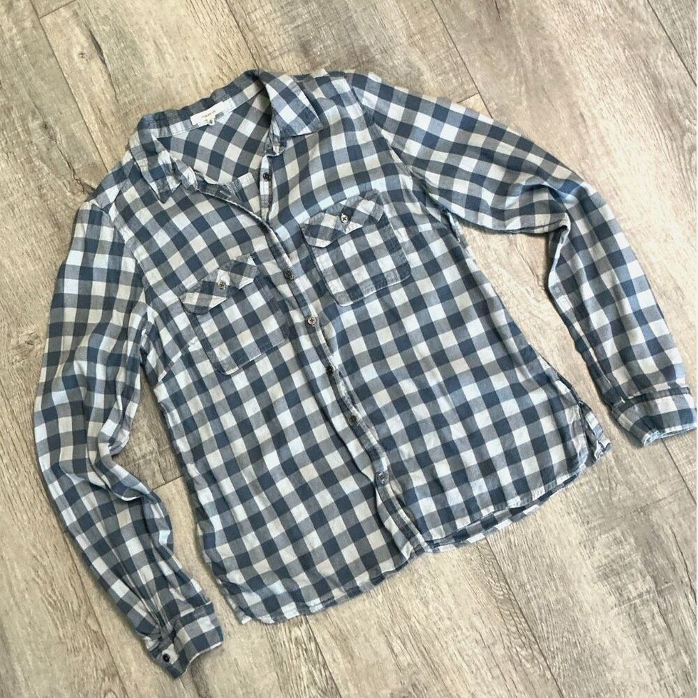 Maurices Women’s M Blue White Buffalo Plaid Button-Up Shirt